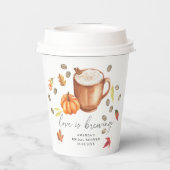 Liefde is in de lucht Pumpkin Coffee Bruidsuitnodi Papieren Bekers (Achterkant)
