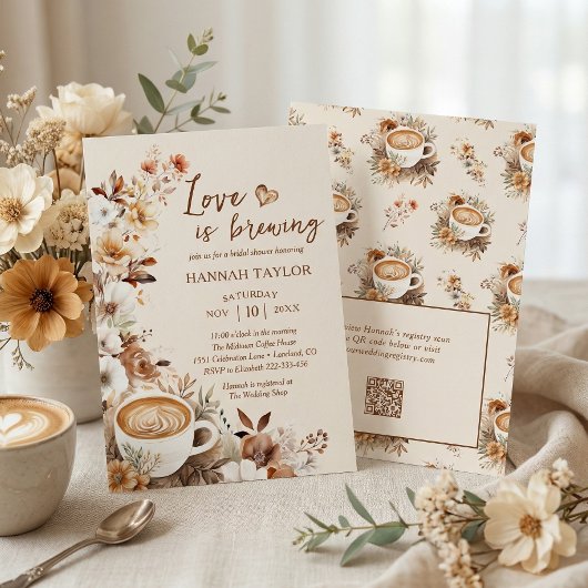 Liefde is in de lucht QR Code Koffie Bruidsborrel Kaart