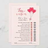 Liefde is in de lucht Raad wie Bruidsshower spel  Kaart (Voorkant / Achterkant)