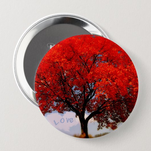 Liefde is in de lucht...Red Tree Ronde Button 4,0 Cm (Voorkant /achterkant)