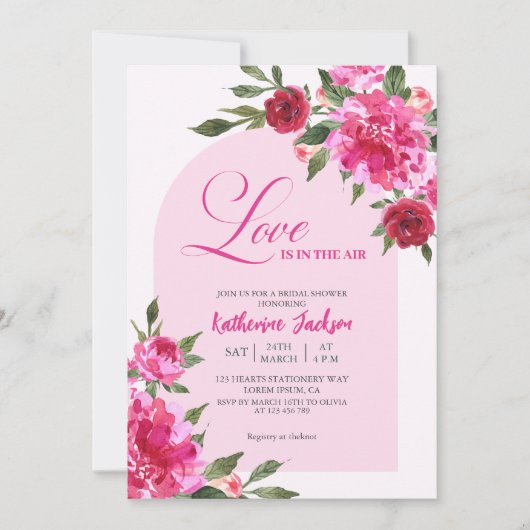 Liefde is in de lucht rood en roze vrijgezellenfee kaart (Voorkant)