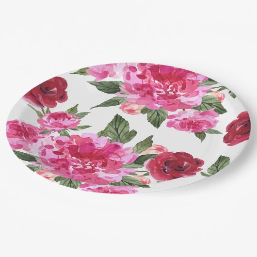 Liefde is in de lucht roze bloemenpracht Vrijgezel Papieren Bordje (Gekanteld)