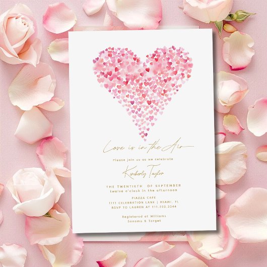 Liefde is in de Lucht Roze Hart Bruidsdouche Kaart