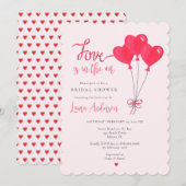 Liefde is in de lucht Roze & Rode Bruiloftsuitnodi Kaart (Voorkant / Achterkant)