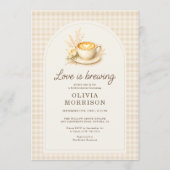Liefde is in de lucht Rustieke Boho Gingham Bruids Kaart (Voorkant)