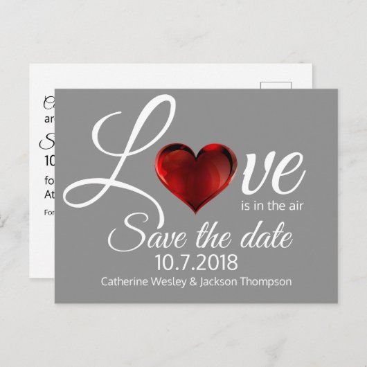 Liefde is in de lucht Save the Date Post Kaart (Voorkant / Achterkant)