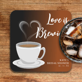 Liefde is in de lucht Terracotta & Zwarte Bruiloft Kartonnen Onderzetters