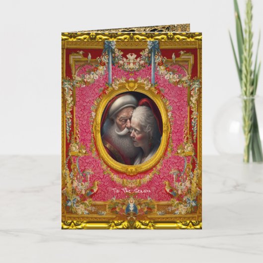 Liefde is in de lucht 'Tis het seizoen Kerstmis   Kaart (Voorkant)