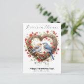 Liefde is in de lucht Valentijnse Schattigee vogel Feestdagenkaart (Staand voorkant)