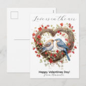 Liefde is in de lucht Valentijnse Schattigee vogel Feestdagenkaart (Voorkant / Achterkant)