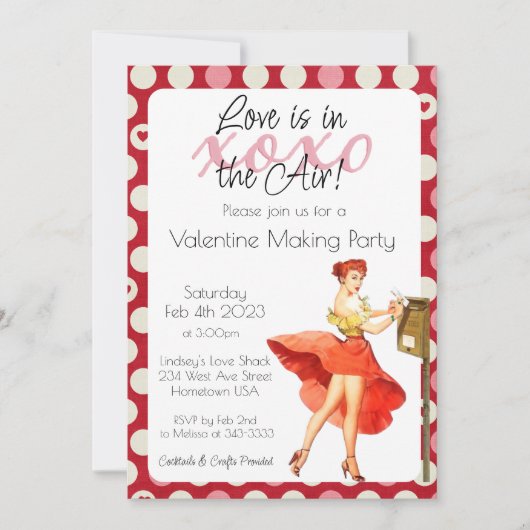 Liefde is in de Lucht Valentijnsfeest Uitnodiging (Voorkant)