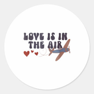 Liefde Is In De Lucht Valentijnsvliegtuig  Ronde Sticker