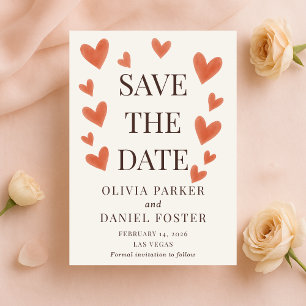 Liefde is in de Lucht Waterverf Harten Save the Da Date