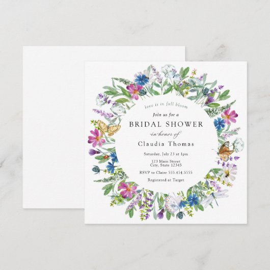 Liefde is in Full Bloom Wildflower Vrijgezellenfee Kaart (Voorkant / Achterkant)