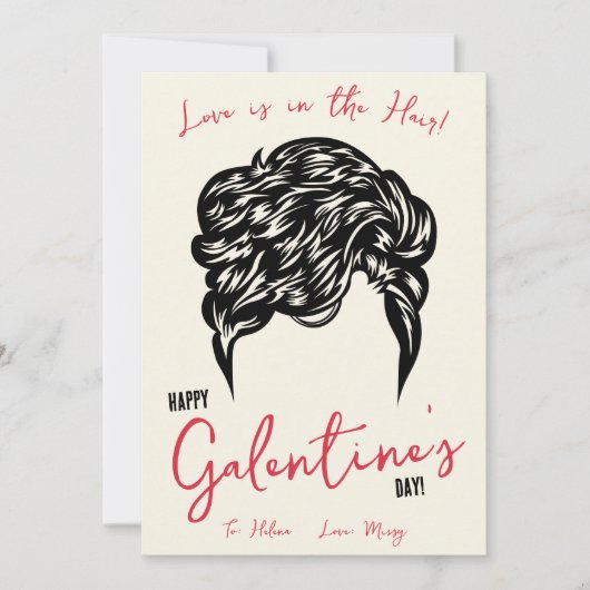 Liefde is in het haar, haarstropdas, Scrunchie Gif Kaart (Voorkant)