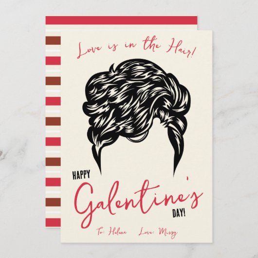 Liefde is in het haar, haarstropdas, Scrunchie Gif Kaart (Voorkant / Achterkant)