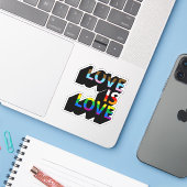 Liefde is inclusieve liefdesacceptatie sticker (Laptop met iPhone)