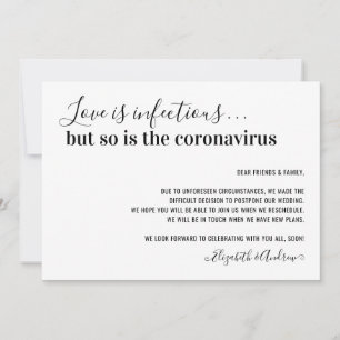 Liefde is Infectieus Covid19 Wedding-uitstel Aankondiging