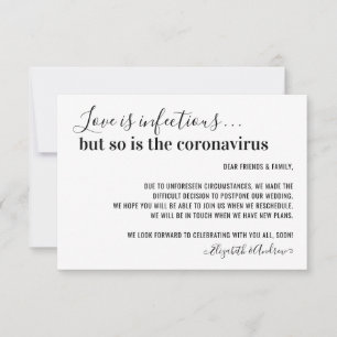 Liefde is Infectieus Covid19 Wedding-uitstel Aankondiging