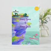 Liefde is Journey Sunrise Penguin Zee Leeuw bruilo Kaart (Staand voorkant)