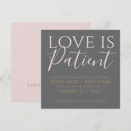 Liefde is kennisgeving van uitstel van huwelijk tu kaart (Voorkant / Achterkant)