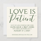 Liefde is kennisgeving van uitstel van huwelijk tu kaart (Voorkant)