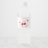 Liefde Is Kers Zoet Bruiloftsfeest Waterfles Etiket (Voorkant)