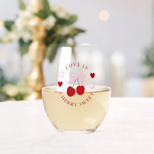 Liefde Is Kers Zoet Bruiloftsfeest Wijnglas Zonder Voet