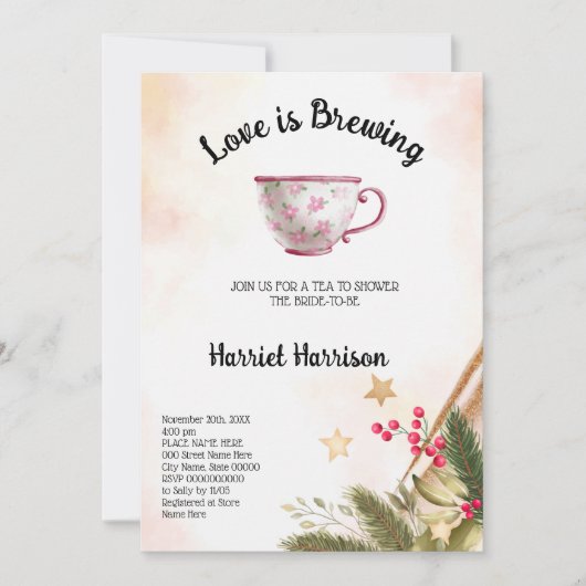 Liefde is kerstthee Vrijgezellenfeest Invita Kaart (Voorkant)