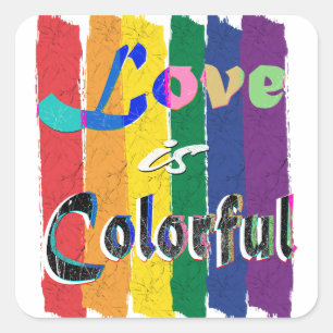 Liefde is kleurrijk - LGBTQ pride maand regenboog Vierkante Sticker