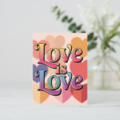 Liefde is kleurrijke harten typografie briefkaart (Staand voorkant)