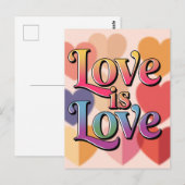 Liefde is kleurrijke harten typografie briefkaart (Voorkant / Achterkant)