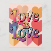 Liefde is kleurrijke harten typografie briefkaart (Voorkant)