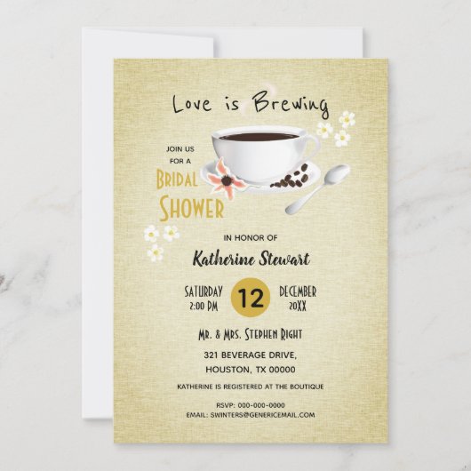 Liefde is koffie brouwen bruids kaart (Voorkant)