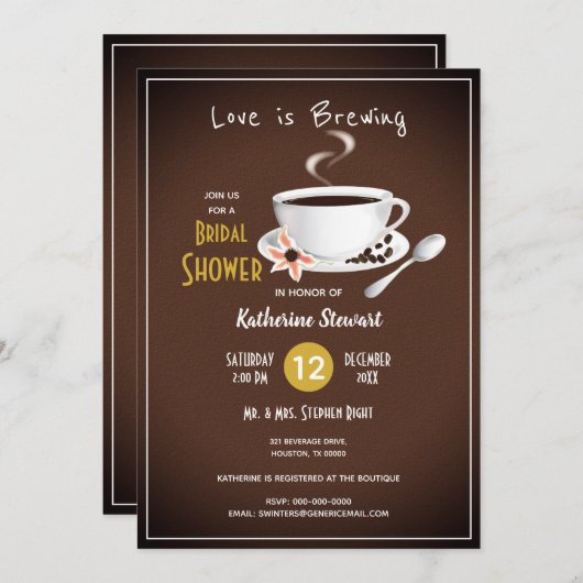 Liefde is koffie brouwen bruids kaart (Voorkant / Achterkant)