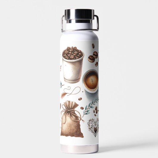 Liefde is Koffie Heet en Koud aan het Brouwen Waterfles (Achterkant)