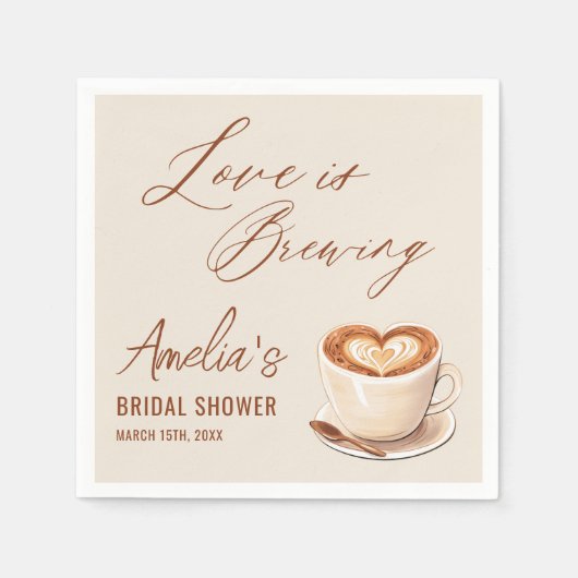 Liefde is koffie latte Vrijgezellenfeest brouwen Servet (Voorkant)