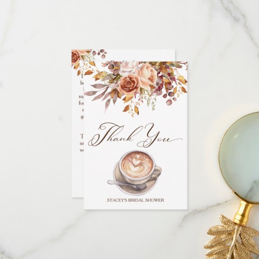Liefde is koffie zetten bruidsbruiloft in de herfs bedankkaart (Voorkant / Achterkant in situ)