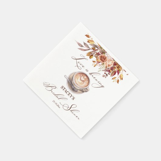 Liefde is koffie zetten bruiloft herfst bruidsfees servet (Hoek)