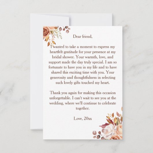 Liefde is koffie zetten herfst bruidsdouche bedankkaart (Achterkant)