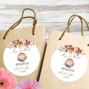 Liefde is koffie zetten herfst bruidsfeest favor ronde sticker