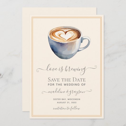 Liefde is koffie zetten save the date (Voorkant / Achterkant)