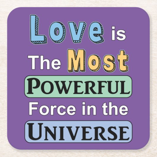 Liefde is krachtig vierkant papier Onderzetter (Voorkant)