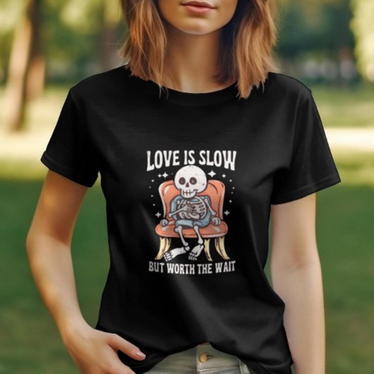 Liefde is Langzaam maar het Wacht Quirky Skelet wa T-shirt