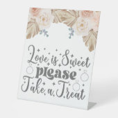 Liefde is leuk, neem een seatbruiloft. reclamebord met voetstuk (Voorkant)