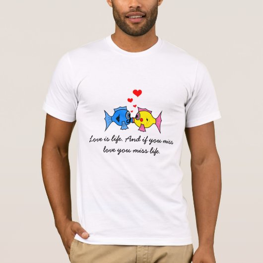 "Liefde is leven" Kissende Fish T-shirt (Voorkant)