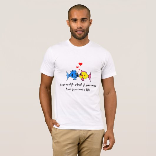 "Liefde is leven" Kissende Fish T-shirt (Voorkant volledig)