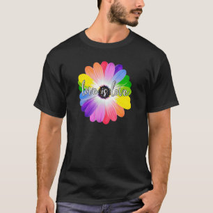 Liefde is Lgbt Rainbow Daisy Flower Smile Face Lgb T-shirt