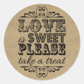 Liefde is lief, alsjeblieft een Treat. Wedding Fav Ronde Sticker (Voorkant)