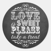 Liefde is lief, alsjeblieft een Treat. Wedding Fav Ronde Sticker (Voorkant)